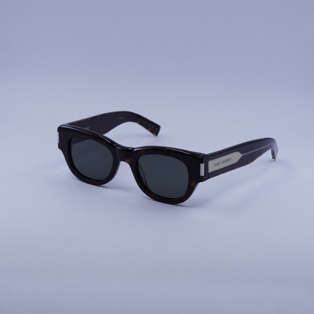 Saint Laurent SL573 002 Sunglasses Dark Havana Square Frame, Grey Lenses - Picture 4 of 11